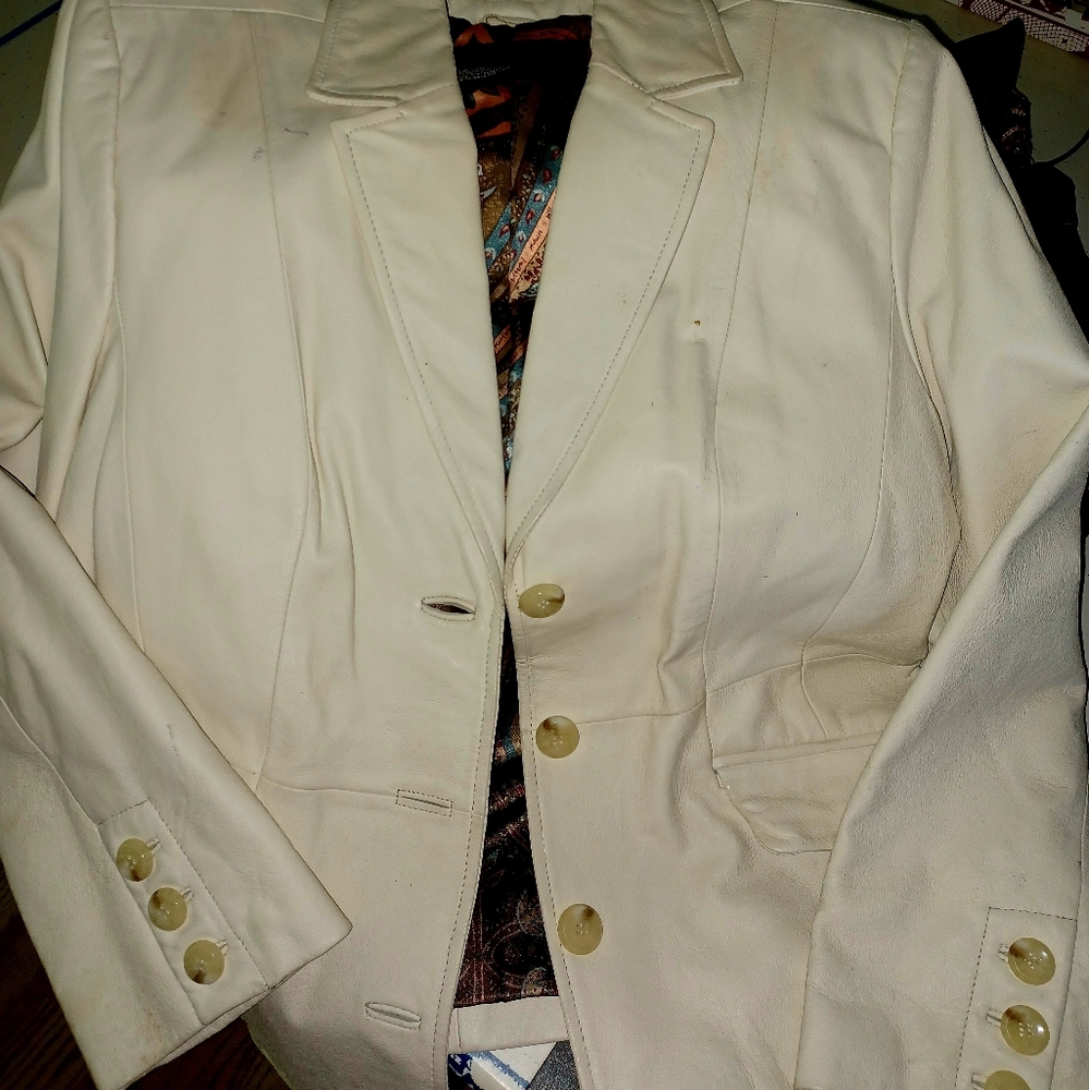 Jerry Lewis White Petite Medium Leather Jacket